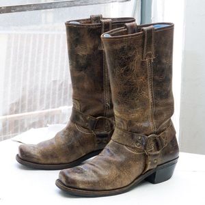 Frye 12R Harness moto boot, rugged chocolate